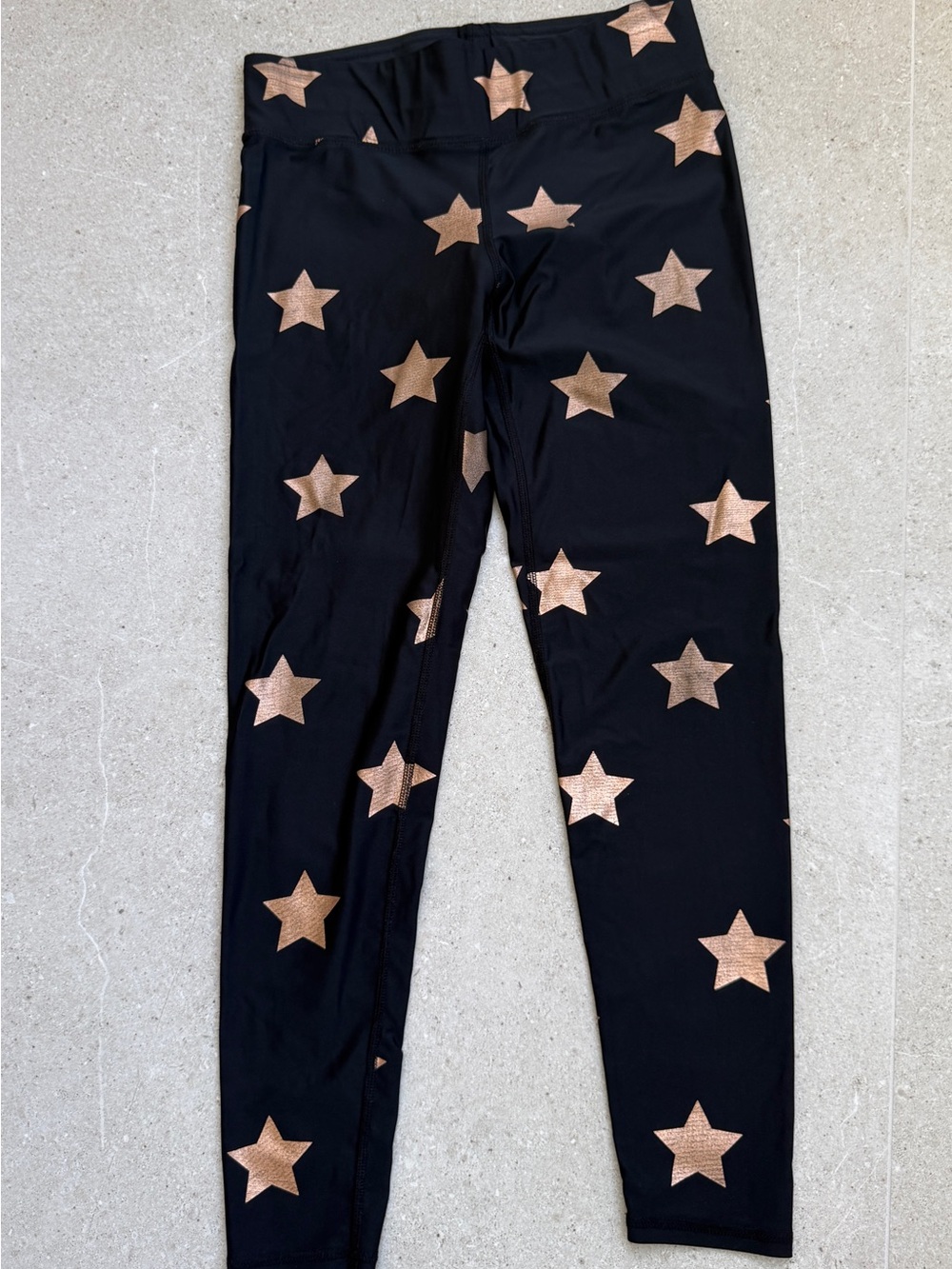 Terez Women’s Black Leggings with Rose Gold Star Print